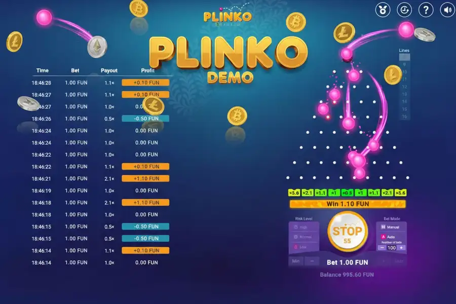 Крупный выигрыш в Plinko